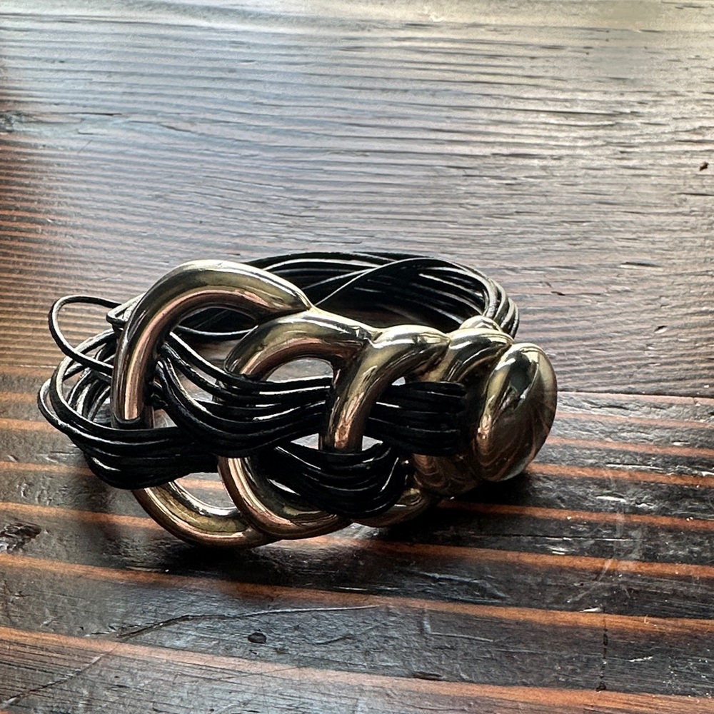 Sterling Silver Israel leather magnetic bracelet